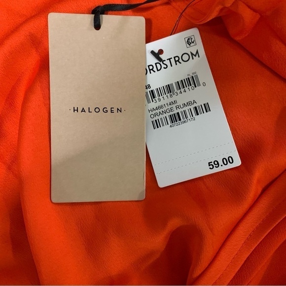 Halogen NWT Twist Detail Sleeveless Top Silky Feel Material Orange Rumba Size L - Picture 8 of 11